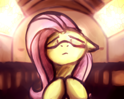 Size: 2560x2048 | Tagged: safe, artist:sugar morning, fluttershy, pegasus, pony, bust, church, doodle, eyes closed, portrait, praying, sketch, solo