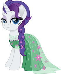 Size: 1336x1600 | Tagged: safe, artist:cloudyglow, derpibooru import, rarity, pony, unicorn, braid, clothes, crossover, disney, dress, elsa, eyeshadow, female, flower, frozen (movie), frozen fever, looking at you, makeup, mare, movie accurate, queen elsarity, simple background, solo, transparent background