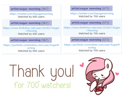 Size: 2560x2048 | Tagged: safe, artist:sugar morning, oc, oc only, oc:sugar morning, pony, bust, derpibooru, heart, meta, milestone, portrait, simple background, solo, tags, text, thank you