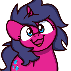 Size: 1000x1000 | Tagged: safe, artist:sugar morning, oc, oc:fizzy pop, pony, unicorn, female, looking at you, mare, solo, sugar morning's smiling ponies