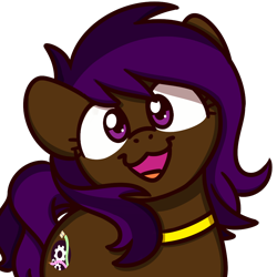 Size: 1000x1000 | Tagged: safe, artist:sugar morning, oc, oc only, oc:berry mocha, earth pony, pony, brown coat, commission, cute, purple mane, smiling, sugar morning's smiling ponies, ych result, your character here