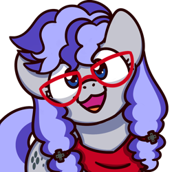 Size: 1000x1000 | Tagged: safe, artist:sugar morning, oc, oc only, oc:cinnabyte, earth pony, pony, adorkable, bandana, cute, dork, earth pony oc, female, glasses, goofy smile, looking at you, mare, simple background, sugar morning's smiling ponies, transparent background