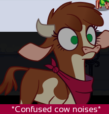 Size: 221x233 | Tagged: safe, derpibooru import, edit, edited screencap, screencap, arizona cow, cow, them's fightin' herds, community related, descriptive noise, female, meme, solo