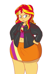 Size: 551x785 | Tagged: safe, artist:secretgoombaman12345, sunset shimmer, equestria girls, bbw, belly button, fat, slobset shimmer, solo, wide hips