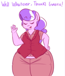 Size: 471x552 | Tagged: safe, artist:secretgoombaman12345, diamond tiara, anthro, ask chubby diamond, animated, ask nudist sweetie belle, ass, chubby, fat, solo, wide hips