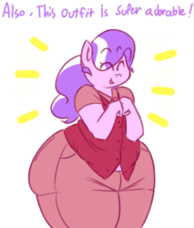 Size: 471x552 | Tagged: safe, artist:secretgoombaman12345, diamond tiara, anthro, ask chubby diamond, animated, ask nudist sweetie belle, ass, chubby, fat, impossibly large butt, impossibly wide hips, solo, wide hips