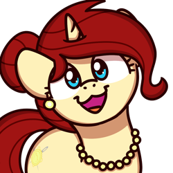 Size: 1000x1000 | Tagged: safe, artist:sugar morning, oc, oc:golden brooch, pony, unicorn, cute, daaaaaaaaaaaw, ear piercing, female, jewelry, mother, necklace, ocbetes, piercing, solo, sugar morning's smiling ponies