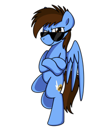 Size: 2000x2300 | Tagged: safe, artist:sugar morning, oc, oc only, oc:pegasusgamer, pegasus, badass, derpibooru community collaboration, full body, looking at you, pegasus oc, simple background, solo, sunglasses, transparent background, wings