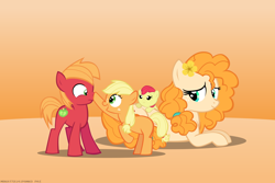 Size: 4500x3000 | Tagged: safe, artist:mrkat7214, derpibooru import, apple bloom, applejack, big macintosh, pear butter, earth pony, pony, adorabloom, apple siblings, apple sisters, baby, baby apple bloom, blank flank, boop, brother and sister, colt, colt big macintosh, cute, female, filly, filly applejack, flower, flower in hair, high res, jackabetes, macabetes, male, mare, mother and child, mother and daughter, mother and son, mother's day, nose wrinkle, parent and child, pearabetes, prone, siblings, sisters, younger