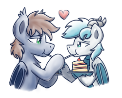 Size: 2560x2048 | Tagged: safe, artist:sugar morning, derpibooru import, oc, oc:razzie, oc:warly, birthday, birthday cake, cake, food, gay, male, shipping, simple background