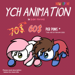 Size: 1200x1200 | Tagged: safe, artist:sugar morning, oc, oc only, oc:bizarre song, oc:sugar morning, pegasus, pony, advertisement, animated, ball, cape, chibi, clothes, commission, couple, cute, female, frame by frame, male, mare, neko atsume, ocbetes, simple background, stallion, sugar morning's play time, sugarre, your character here