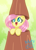 Size: 500x700 | Tagged: safe, artist:azura-arts, derpibooru import, fluttershy, pegasus, pony, cute, disguise, fluttershy day, fluttertree, open mouth, shyabetes, smiling, solo, tree, tree costume