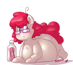 Size: 712x634 | Tagged: safe, artist:secretgoombaman12345, twist, candy, cute, fat, solo