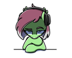 Size: 2560x2048 | Tagged: safe, artist:sugar morning, oc, oc only, oc:watermelon success, pony, bust, commission, female, headphones, looking at you, mare, menacing, portrait, simple background, solo, transparent background