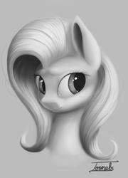 Size: 1294x1799 | Tagged: safe, artist:toonebs, derpibooru import, fluttershy, pegasus, pony, bust, grayscale, looking away, looking sideways, monochrome, portrait, simple background, solo