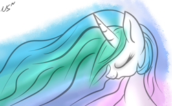 Size: 1300x800 | Tagged: safe, artist:novaspark, princess celestia, alicorn, pony, eyes closed, smiling, solo