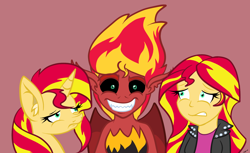 Size: 1800x1100 | Tagged: safe, artist:novaspark, sunset satan, sunset shimmer, pony, equestria girls, human ponidox, self ponidox