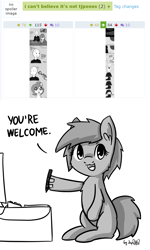 Size: 1280x2135 | Tagged: safe, artist:dsp2003, oc, oc only, oc:brownie bun, oc:meadow stargazer, oc:richard, earth pony, human, pony, 2016, female, i can't believe it's not tjpones, looking at you, male, meta, monochrome, shiny bald head, style emulation, stylus, tumblr, you're welcome