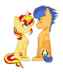 Size: 716x808 | Tagged: safe, artist:written145, flash sentry, sunset shimmer, pony, female, flashimmer, male, shipping, straight