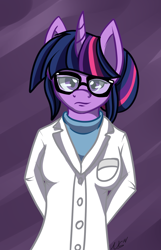 Size: 1118x1737 | Tagged: safe, artist:novaspark, sci-twi, twilight sparkle, anthro, clothes, glasses, lab coat, solo