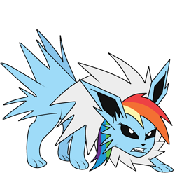 Size: 1500x1500 | Tagged: safe, artist:novaspark, rainbow dash, pegasus, pony, jolteon, pokémon, solo