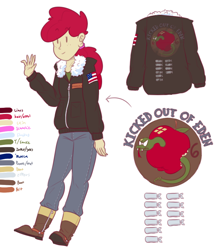 Size: 800x930 | Tagged: safe, artist:secretgoombaman12345, apple bloom, human, bomber jacket, clothes, humanized, jacket, solo