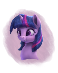 Size: 800x1000 | Tagged: safe, artist:vanillaghosties, twilight sparkle, pony, bust, cute, female, mare, portrait, smiling, smirk, solo, speedpaint available, twiabetes