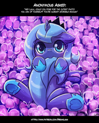 Size: 750x926 | Tagged: safe, artist:lumineko, princess luna, alicorn, pony, biting, cute, female, filly, flower, hnnng, horseshoes, lumineko is trying to murder us, lunabetes, nom, s1 luna, solo, sweet dreams fuel, tail bite, weapons-grade cute, woona, younger