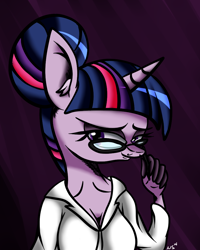 Size: 800x1000 | Tagged: safe, artist:novaspark, twilight sparkle, anthro, glasses, librarian, solo