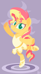 Size: 2160x3840 | Tagged: safe, artist:pirill, sunset shimmer, pony, unicorn, ballerina, clothes, cute, female, lineless, mare, newbie artist training grounds, shimmerbetes, shimmerina, simple background, solo, tutu, tutu cute