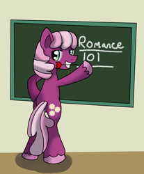 Size: 2546x3069 | Tagged: safe, artist:novaspark, cheerilee, pony, bipedal, chalkboard, mouth hold, rose, solo