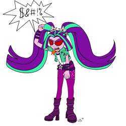 Size: 2200x2200 | Tagged: safe, artist:novaspark, aria blaze, equestria girls, red eyes, simple background, solo, swearing, transparent background, vulgar