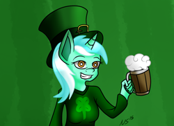 Size: 1100x800 | Tagged: safe, artist:novaspark, lyra heartstrings, anthro, saint patrick's day, solo