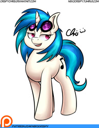 Size: 900x1165 | Tagged: safe, artist:nekocrispy, dj pon-3, vinyl scratch, pony, unicorn, female, glasses, mare, open mouth, patreon, smiling, solo