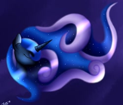 Size: 969x825 | Tagged: safe, artist:novaspark, princess luna, alicorn, pony, female, flowing mane, horn, mare, solo