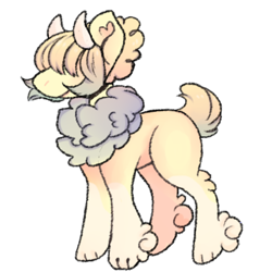 Size: 2000x2000 | Tagged: safe, artist:poofindi, oc, oc only, pony, fluffy, horns, pastel, simple background, solo, transparent background