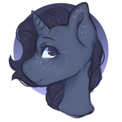 Size: 2000x2000 | Tagged: safe, artist:poofindi, oc, oc only, pony, unicorn, bust, portrait, smiling, solo