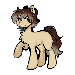 Size: 2000x2000 | Tagged: safe, artist:poofindi, oc, earth pony, chest fluff, freckles, raised hoof, simple background, smiling, solo, standing, transparent background