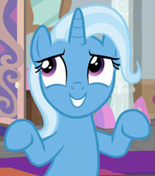 Size: 549x625 | Tagged: safe, derpibooru import, screencap, trixie, pony, unicorn, a horse shoe-in, cropped, female, mare, solo