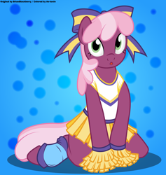 Size: 4500x4750 | Tagged: safe, artist:an-tonio, artist:brianblackberry, color edit, derpibooru exclusive, edit, cheerilee, earth pony, pony, semi-anthro, abstract background, absurd resolution, bow, cheeribetes, cheerileeder, cheerleader, clothes, colored, cute, female, hair bow, looking at you, mare, open mouth, shirt, sketch, skirt, solo