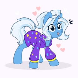 Size: 2000x2000 | Tagged: safe, artist:kebchach, derpibooru import, trixie, pony, unicorn, alternate hairstyle, babysitter trixie, chest fluff, clothes, cute, diatrixes, female, gameloft, gameloft interpretation, heart, high res, jacket, looking at you, mare, open mouth, pigtails, ponytail, simple background, smiling, solo, twintails, white background
