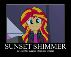 Size: 750x600 | Tagged: safe, screencap, sunset shimmer, equestria girls, rainbow rocks, cute, image macro, meme, motivational poster, shimmerbetes, solo