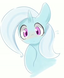 Size: 2154x2633 | Tagged: safe, artist:91o42, trixie, pony, unicorn, blushing, bust, cute, diatrixes, female, looking at you, looking down, mare, plewds, portrait, simple background, solo