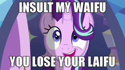 Size: 900x506 | Tagged: safe, derpibooru import, edit, edited screencap, screencap, starlight glimmer, pony, unicorn, caption, drama, faic, image macro, imgflip, needs more jpeg, starlight drama, starlight drama drama, text, waifu, watermark