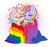 Size: 1832x1736 | Tagged: safe, artist:hawthornss, derpibooru import, oc, oc only, oc:glittering cloud, oc:otter pop, oc:paper stars, bat pony, pegasus, bat pony oc, bat wings, bisexual pride flag, blushing, ear fluff, eyes closed, female, foal, gay pride flag, lesbian, magical lesbian spawn, nuzzling, offspring, pride, pride flag, shipping, smiling, wings