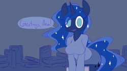Size: 1920x1080 | Tagged: safe, artist:whoop, princess luna, anthro, solo, wallpaper