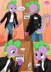 Size: 1024x1447 | Tagged: safe, artist:bbmbbf, spike, anthro, comic:sex ed with miss twilight sparkle, series:the power of dragon mating, comic, equestria untamed, palcomix