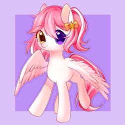 Size: 2000x2000 | Tagged: safe, artist:leafywind, oc, oc only, oc:custard, pegasus, pony, abstract background, female, heterochromia, mare, solo