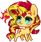 Size: 83x85 | Tagged: safe, artist:snow angel, sunset shimmer, pony, unicorn, chibi, cute, female, mare, pixel art, shimmerbetes, simple background, smiling, solo, sunshine shimmer, transparent background