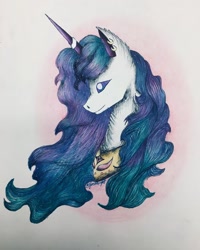 Size: 1080x1350 | Tagged: safe, artist:yoshisrgr8, derpibooru import, princess celestia, alicorn, pony, bust, female, galarian ponyta, mare, peytral, pokémon, ponyta, solo, traditional art